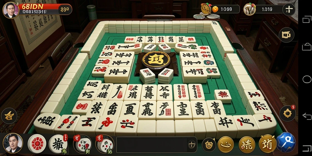 Tampilan seru game Mahjong di 68IDN dengan berbagai level.