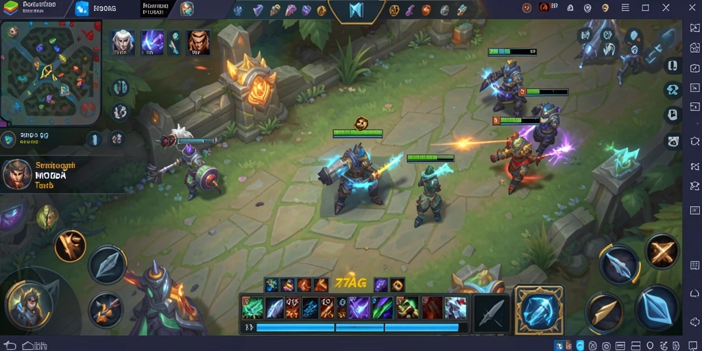 Tampilan seru dari gameplay MOBA 77AG.