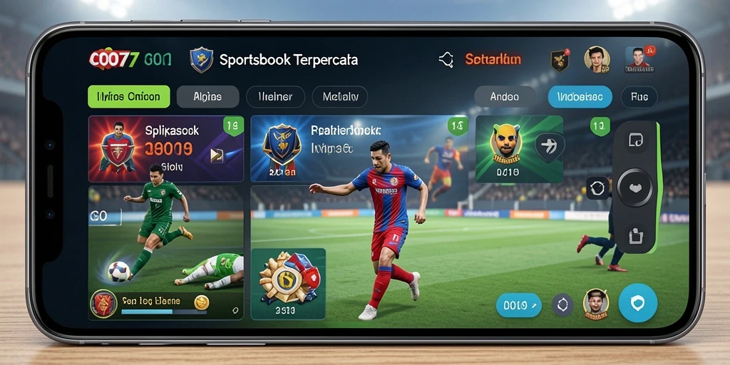 Tampilan aplikasi C0077 dengan berbagai pilihan taruhan olahraga.