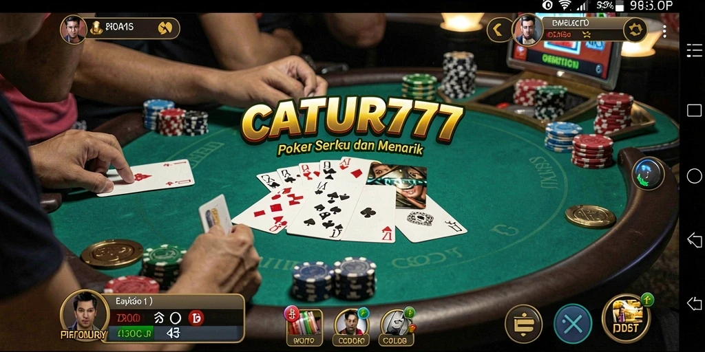 Screenshot utama CATUR777 menampilkan gameplay poker yang mendebarkan.