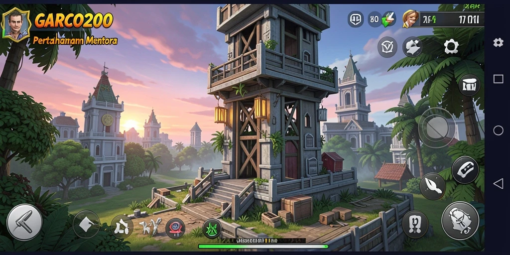 Tampilan gameplay GARCO200 menara pertahanan yang strategis dan menarik.