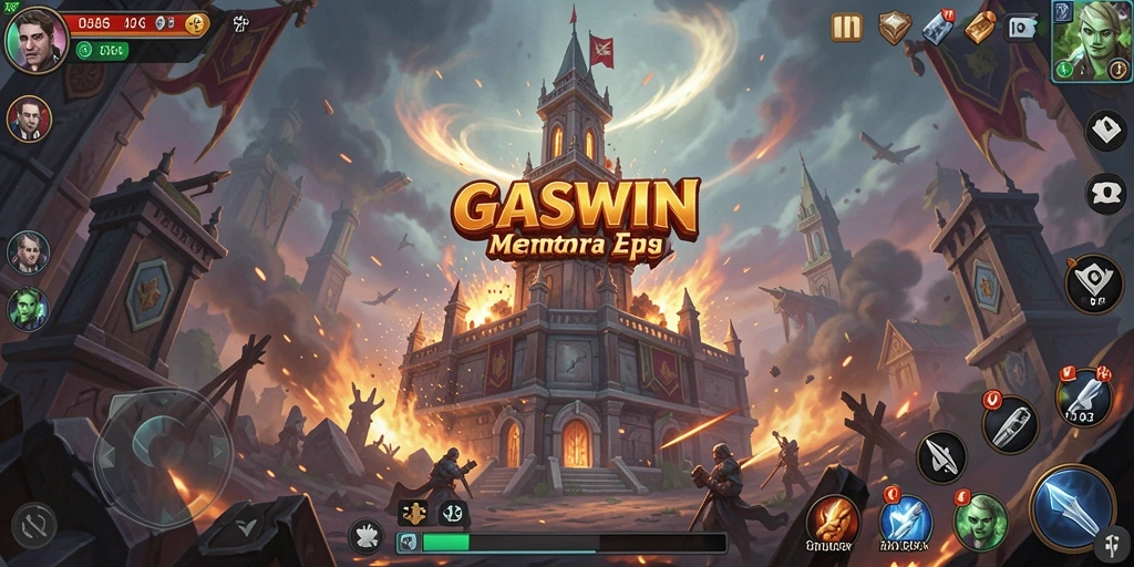 Tangkapan layar GASWIN menampilkan aksi menegangkan dalam pertahanan menara.