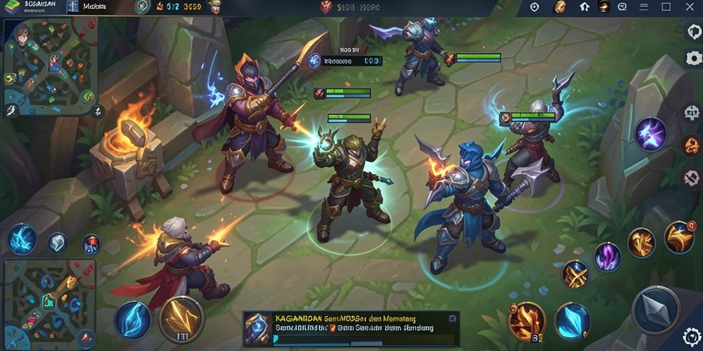 Tangkapan layar KAGANDAN dengan aksi pertempuran MOBA yang intens.