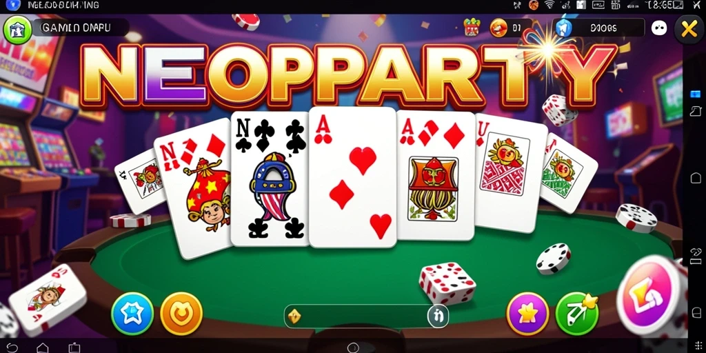 Tampilan gameplay seru dalam NEOPARTY dengan desain grafis yang menarik.