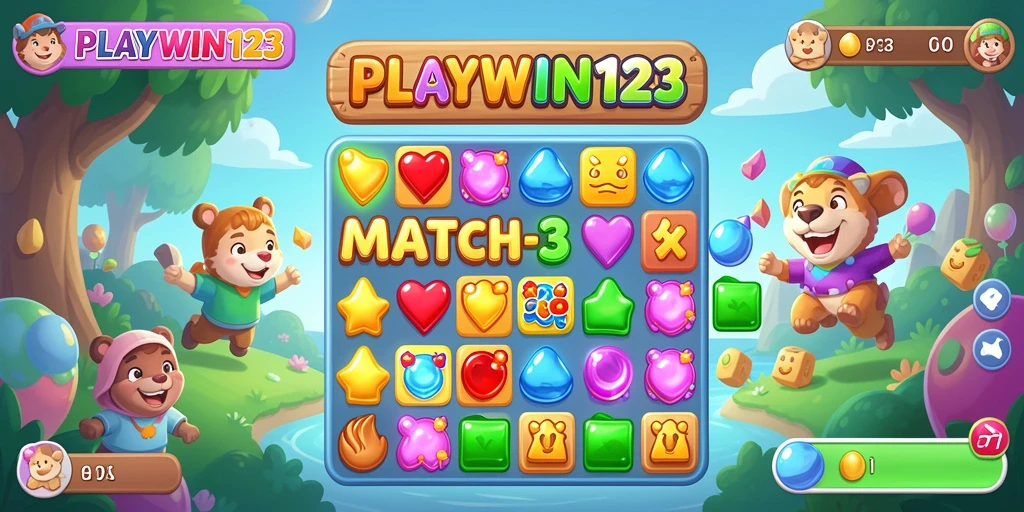 Screenshot menunjukkan gameplay seru dan penuh warna dari PLAYWIN123.