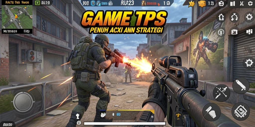 Tangkapan layar gameplay intens dari RATU123 dengan aksi TPS yang seru.