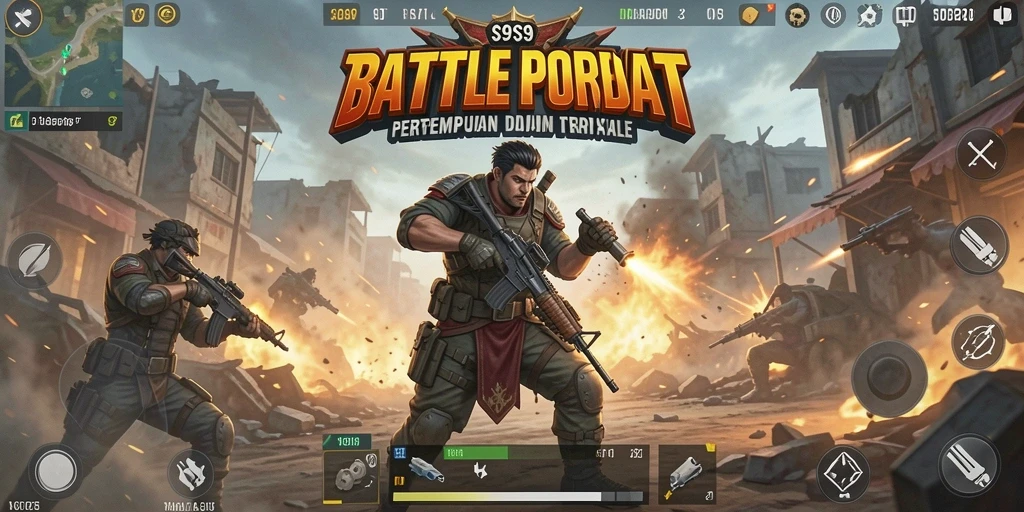 Tangkapan layar dari gameplay S9S9 dalam pertempuran Battle Royale.